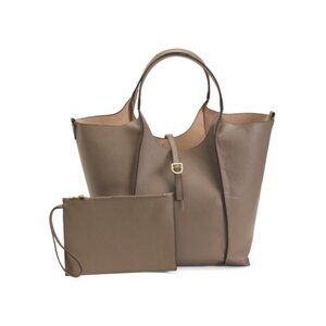 ROCAI Taupe Leather Tote With Inside Pouch